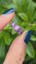 Load and play video in Gallery viewer, Vintage: 9ct Gold Purple Amethyst Trilogy Dress/Stacker Ring
