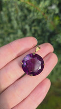 Load and play video in Gallery viewer, Large Gild Round Cut Purple Sapphire Basket Set Pendant - Total Statement piece
