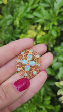Cargar y reproducir el video en el visor de la galería, 1904: Vintage Old: Large 9ct Gold Pendant &amp; Brooch 12 Vivid Opals - Beautiful colour play

