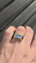 Load and play video in Gallery viewer, 6187 Vintage Rare 18ct Gold Princess Cut Blue Spinels Signet Ring
