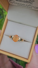 Load and play video in Gallery viewer, 1277: Vintage: 9ct Gold Fire Opal Solitaire Ring- striking colours
