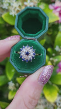 Load and play video in Gallery viewer, 7482: Vintage (1973) Blue Sapphires 8 Diamonds Cluster Ring- Sparkling symmetry at 51 years old
