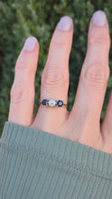 Load and play video in Gallery viewer, Vintage: 18ct Gold Platinum French Blue Sapphires Round Full Cut Diamond Ring
