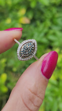 Load and play video in Gallery viewer, 1389: Vintage: 9ct Gold Blue &amp; White Diamonds Ring- 60 sparkling natural diamonds
