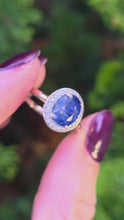 Load and play video in Gallery viewer, 6302 Vintage: 9ct Gold Persian Blue Sapphire Diamonds Dress Ring
