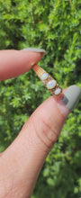 Load and play video in Gallery viewer, 1683: Vintage: 18ct Gold Vivid White Opals Trilogy Diamonds Dress Ring- reassuring weight
