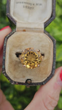 Load and play video in Gallery viewer, 0867: Vintage: Egyptian 9ct Gold Round Cut Yellow Citrine Ring- rare beauty
