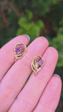 Load and play video in Gallery viewer, 2209 Vintage: 9ct Gold Openwork Amethyst Stud Earrings
