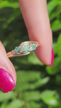 Load and play video in Gallery viewer, 6113: Vintage: 9ct Gold Emeralds Trilogy Diamonds Dress Ring- seductive&nbsp;
