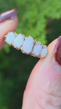 Load and play video in Gallery viewer, 6336 Vintage; 9ct Gold 5 White Opals Dress Ring-From 1972
