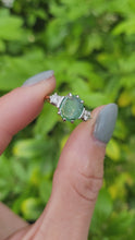 Cargar y reproducir el video en el visor de la galería, 6077-Vintage; (1973) 18ct Gold Emerald Full Cut Diamonds 3 Stone Ring- very fine example-
