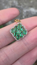 Load and play video in Gallery viewer, 2792: Vintage 9ct Gold Emeralds &amp; 46 Diamonds Pendant
