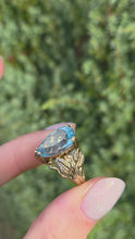 Load and play video in Gallery viewer, Vintage: Statement 9ct Gold Pear-Cut Swiss Blue Topaz Cocktail Ring
