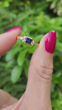 Cargar y reproducir el video en el visor de la galería, 2010: Vintage: 18ct Gold French Blue Sapphires Diamonds Dress/Stacker Ring- demure, sparkling
