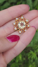 Load and play video in Gallery viewer, 1908: Vintage &amp; Old 9ct Gold Yellow Citrine Seed Peals Pendant- Gorgeous symmetry
