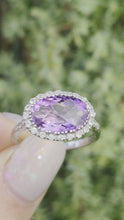 Load and play video in Gallery viewer, 0123 Vintage: 9ct Gold Purpled Amethyst 28 glacier White Topaz Dress Ring
