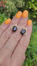 Load and play video in Gallery viewer, 6167: Vintage: 18ct Gold Australian Blue Sapphire Diamonds Stud Earrings- Superb quality
