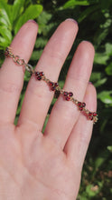Load and play video in Gallery viewer, 1991: Vintage: 9ct Gold Floral Garnet Bracelet (17.5cm) - Exquisite, nice weight
