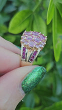 Load and play video in Gallery viewer, 0495: Vintage: 9ct Gold Pink Sapphires Topaz Cocktail Ring- Barbie beauty
