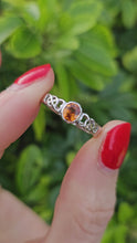 Load and play video in Gallery viewer, 1321: Vintage: 9ct White Gold Orange Citrine&nbsp; Openwork Shank Ring- delightful
