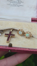 Load and play video in Gallery viewer, 2812: Vintage 9ct Gold Garnets Cross Pendant
