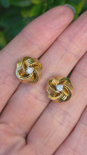 Load and play video in Gallery viewer, 2288 Vintage; Classic 18ct Gold  Diamonds (0.2ct) Knot Earrings- From 1971
