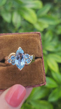 Load and play video in Gallery viewer, 0377: Vintage; Statement 9ct Gold  7 Swiss Blue Topaz Cocktail Ring-
