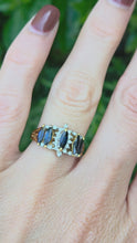 Cargar y reproducir el video en el visor de la galería, 2098: Vintage: 18ct Gold 5 Sapphires Diamonds Half-Hoop Dress Ring- Fabulous

