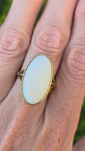 Load and play video in Gallery viewer, 2320: Antique; Edwardian 18ct Gold Large Oval Cabochon Opal (8ct) Single Stone Ring-

