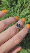 Cargar y reproducir el video en el visor de la galería, 2030: Vintage; 18ct Gold French Blue Sapphires 24 natural Diamonds Geometric Set Cocktail Ring- From 1974
