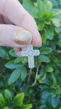 Load and play video in Gallery viewer, 5857:   Vintage: 9ct White Gold Pave Multi- Diamonds Cross Pendant- crisp &amp; sparkling
