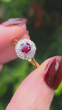 Load and play video in Gallery viewer, 6353 Vintage: 18ct Gold Tourmaline Diamonds Target Ring- striking colours

