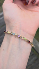Load and play video in Gallery viewer, 0622: Vintage: 9ct Gold Mult-Gem Openwork Link Bracelet
