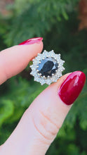 Load and play video in Gallery viewer, 2741: Vintage: 18ct Gold Australian Blue Sapphire Diamonds Diana Cluster Ring - From 1982
