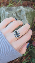 Load and play video in Gallery viewer, 2785- Vintage 9ct Gold 17 Blue Sapphires 10 Diamonds Cocktail Ring
