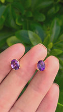 Cargar y reproducir el video en el visor de la galería, 2093: 18ct Gold Voluptuous Purple Amethyst Stud Earrings-
