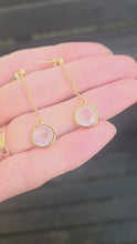 Load and play video in Gallery viewer, 2259 Vintage: 18ct Gold Faceted Pale Pink Crystal Drop Stud Earrings
