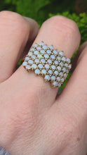 Cargar y reproducir el video en el visor de la galería, 2541- Vintage Statement 9ct Gold 49 White Opals Dress Ring
