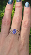 Load and play video in Gallery viewer, 2344: Vintage:&nbsp; 14ct Gold&nbsp; Large Vibrant Blue Tanzanite Pave Diamonds Openwork Dress Ring- Exceptional
