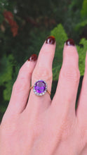 Load and play video in Gallery viewer, 6284 Vintage: 18ct Gold Vibrant Lilac Amethyst 16 Diamonds Dress Ring
