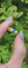 Load and play video in Gallery viewer, 6078: Vintage: (2002) 18ct Gold Cornflower Blue Sapphire Full Cut Diamonds (0.38ct) Ring-From 2002
