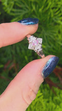 Load and play video in Gallery viewer, 2606- Vintage 9ct White Gold Pink Sapphire 10 Natural Sparkling Diamonds Dress Ring
