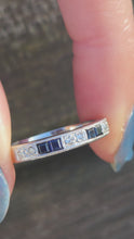 Load and play video in Gallery viewer, 2828: Vintage 18ct White Gold Sapphire &amp; Diamonds Half-Eternity/Stacker Ring
