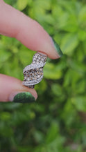 Load and play video in Gallery viewer, 0443: Vintage 9ct White Gold Cognac Diamonds &amp; Diamonds Ring- sparkling statement
