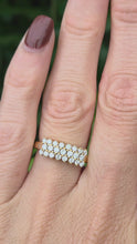 Cargar y reproducir el video en el visor de la galería, 2103: Vintage: 18ct Gold Three- Row 23 Round Full Cut Diamonds (0.54ct) Ring- Exquisite
