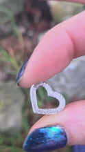 Load and play video in Gallery viewer, 2217 Vintage: Petite 9ct White Gold Heart-Shaped Diamonds Pendant
