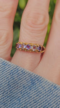 Load and play video in Gallery viewer, 1033: Vintage; 9ct Gold Blue Tanzanites 5 Stone Ring- simple beauty
