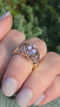 Load and play video in Gallery viewer, Vintage; 9ct Gold Lilac Amethyst Pink Topaz Statement Cocktail Ring
