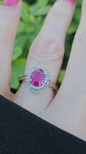 Load and play video in Gallery viewer, 0767: Vintage: 18ct Gold Pink Ruby 45 Diamonds Dress Ring- gorgeous
