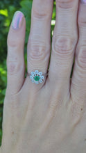 Load and play video in Gallery viewer, A9045: Vintage: (1978) Exceptional Diamonds Emerald Flower head Ring- absolutely exquisite
